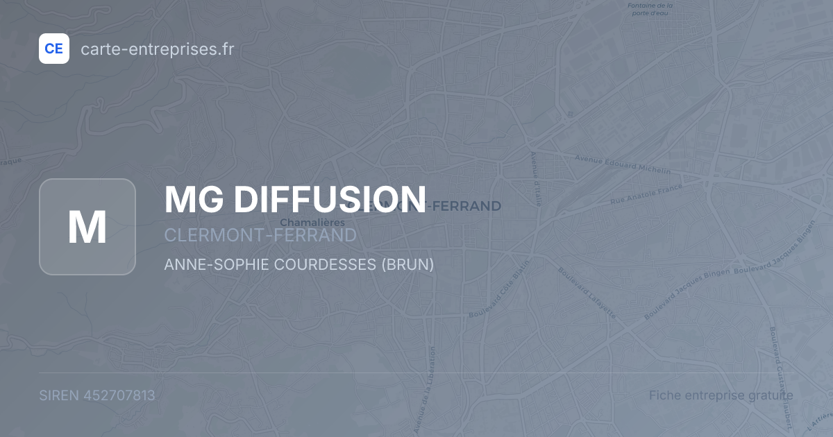 MG DIFFUSION — 452707813 — fiche entreprise