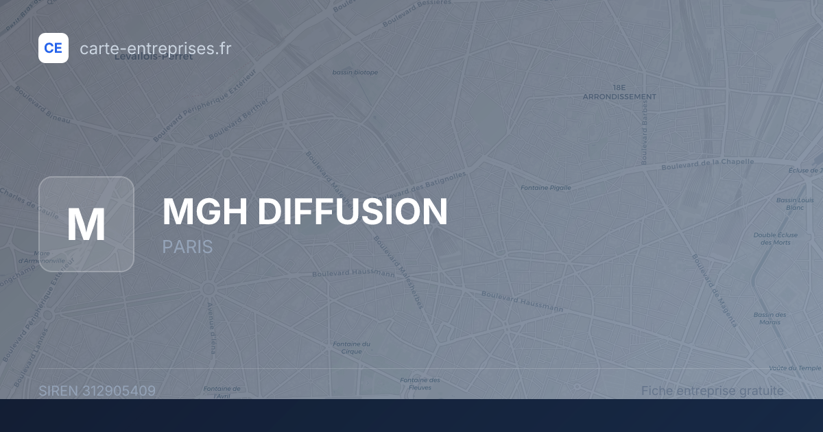MGH DIFFUSION — 312905409 — fiche entreprise