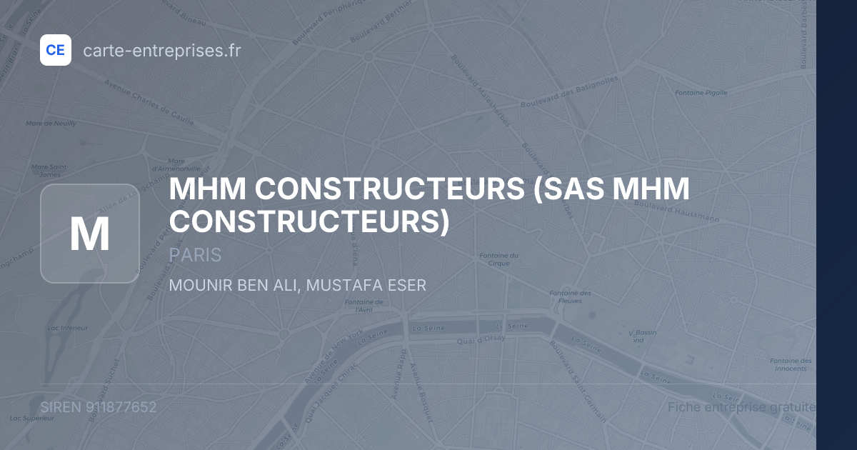 MHM CONSTRUCTEURS (SAS MHM CONSTRUCTEURS) — 911877652 — fiche entreprise