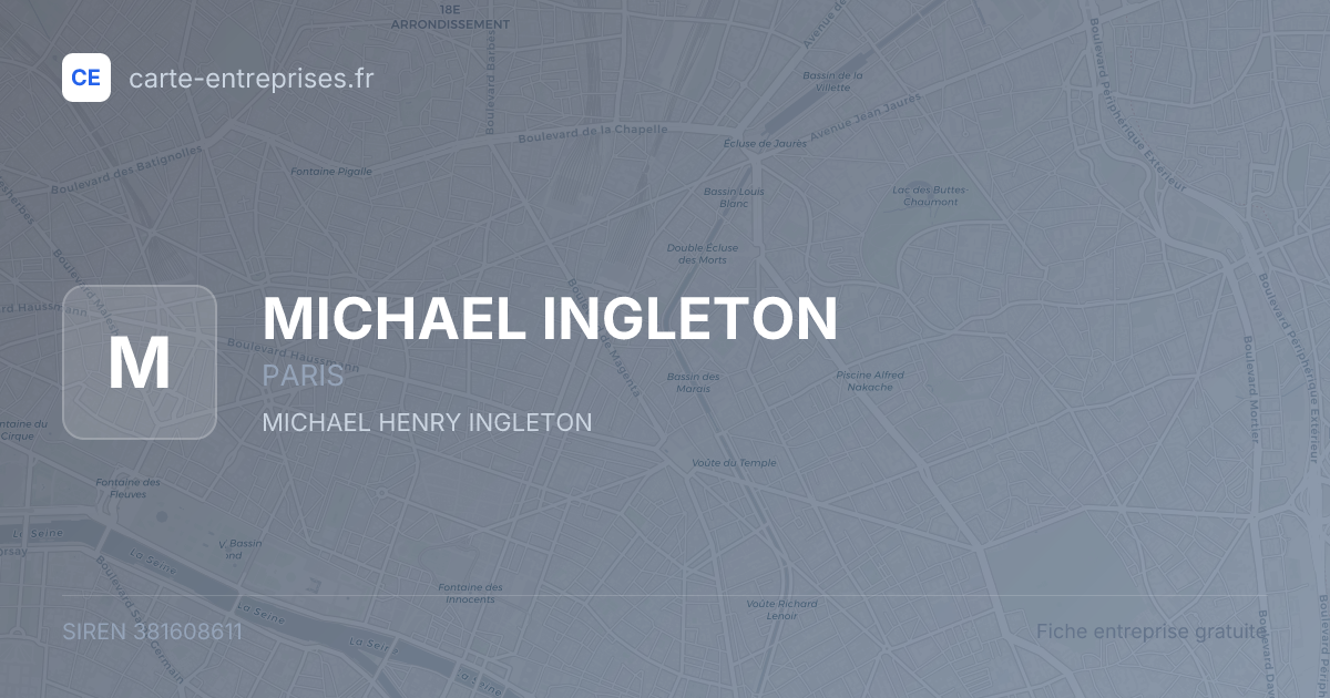 MICHAEL INGLETON — 381608611 — fiche entreprise