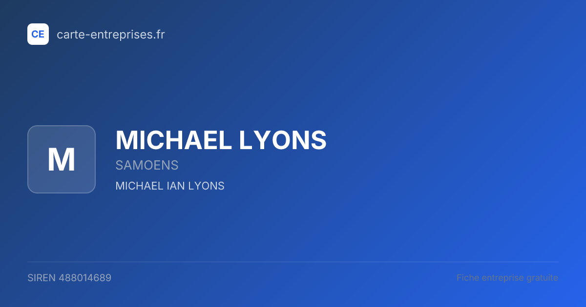 MICHAEL LYONS — 488014689 — fiche entreprise