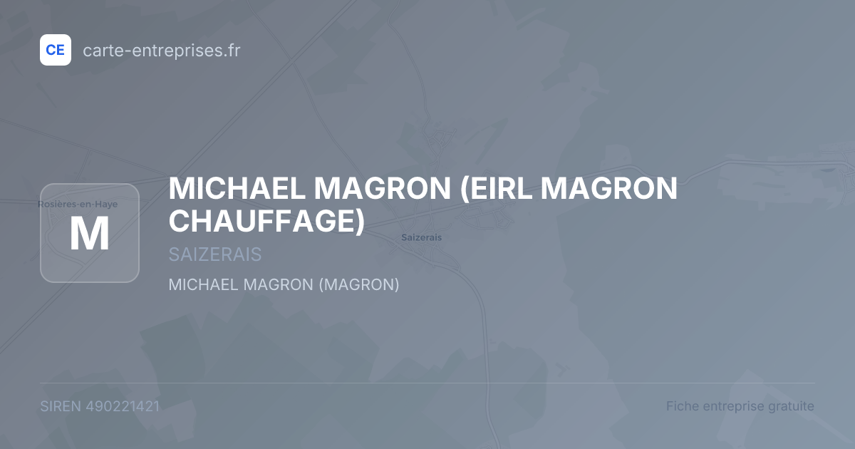MICHAEL MAGRON (EIRL MAGRON CHAUFFAGE) — 490221421 — fiche entreprise