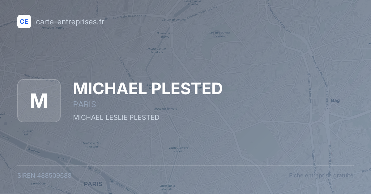 MICHAEL PLESTED — 488509688 — fiche entreprise