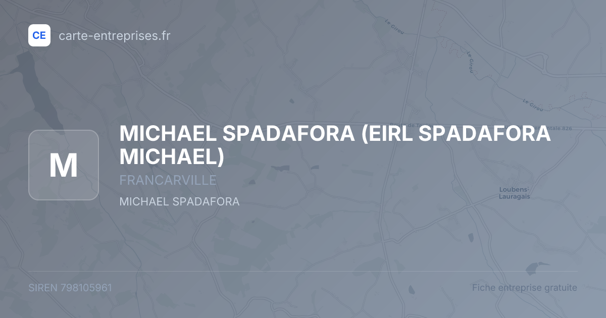 MICHAEL SPADAFORA (EIRL SPADAFORA MICHAEL) — 798105961 — fiche entreprise