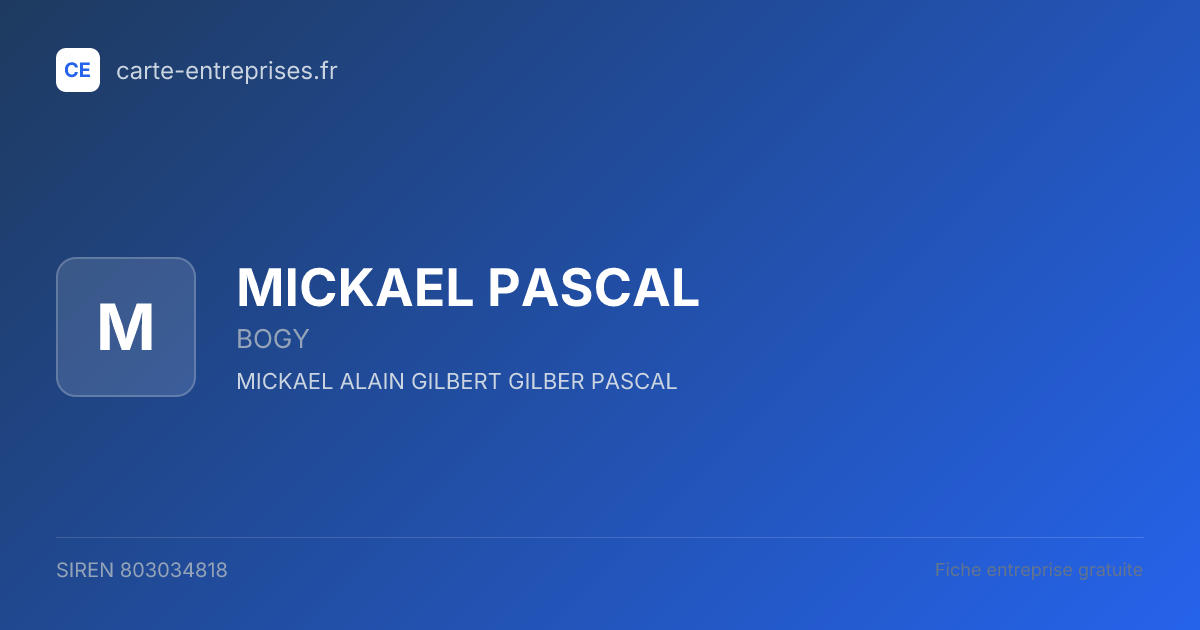 MICKAEL PASCAL — 803034818 — fiche entreprise
