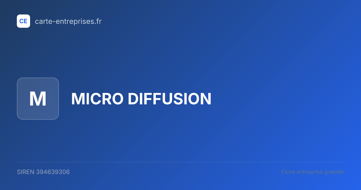 MICRO DIFFUSION — 394639306 — fiche entreprise