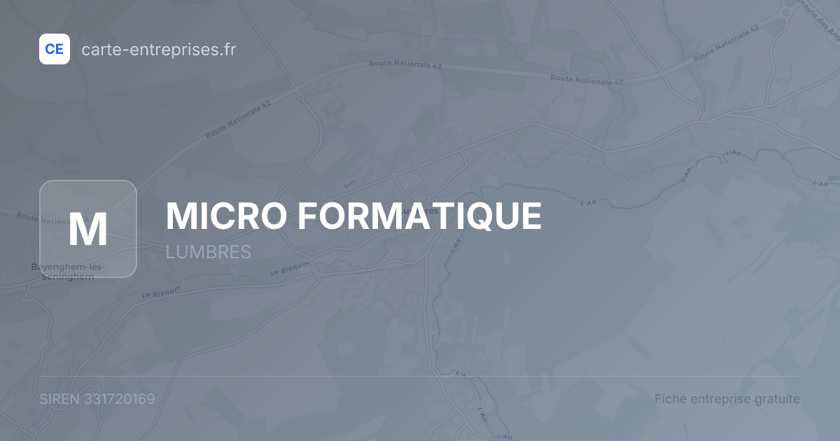 MICRO FORMATIQUE — 331720169 — fiche entreprise
