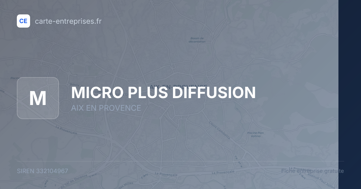 MICRO PLUS DIFFUSION — 332104967 — fiche entreprise