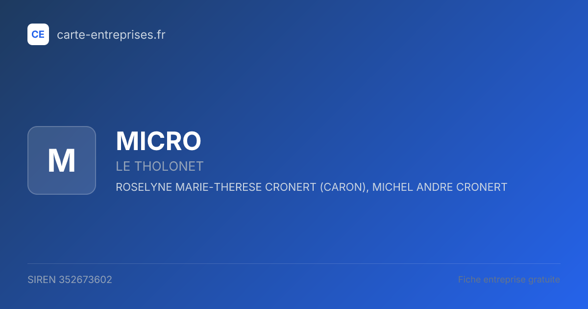 MICRO — 352673602 — fiche entreprise