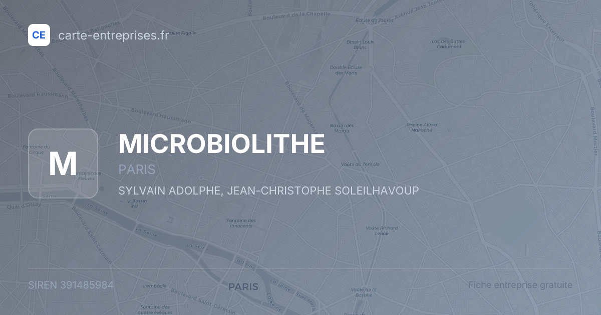 MICROBIOLITHE — 391485984 — fiche entreprise