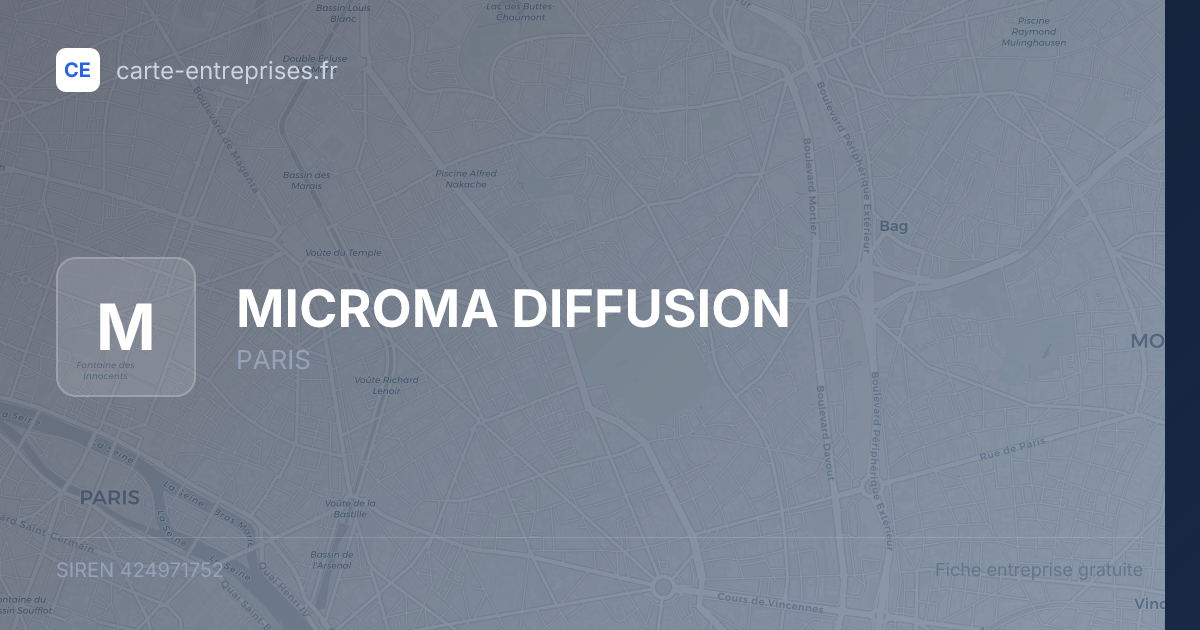 MICROMA DIFFUSION — 424971752 — fiche entreprise