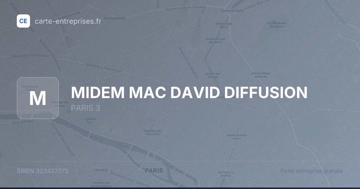 MIDEM MAC DAVID DIFFUSION — 323427773 — fiche entreprise