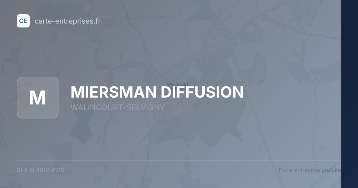 MIERSMAN DIFFUSION — 400841201 — fiche entreprise