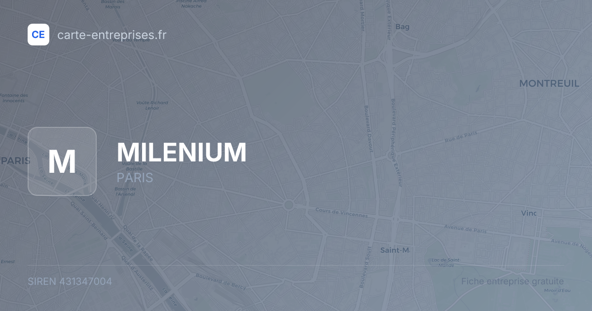 MILENIUM — 431347004 — fiche entreprise