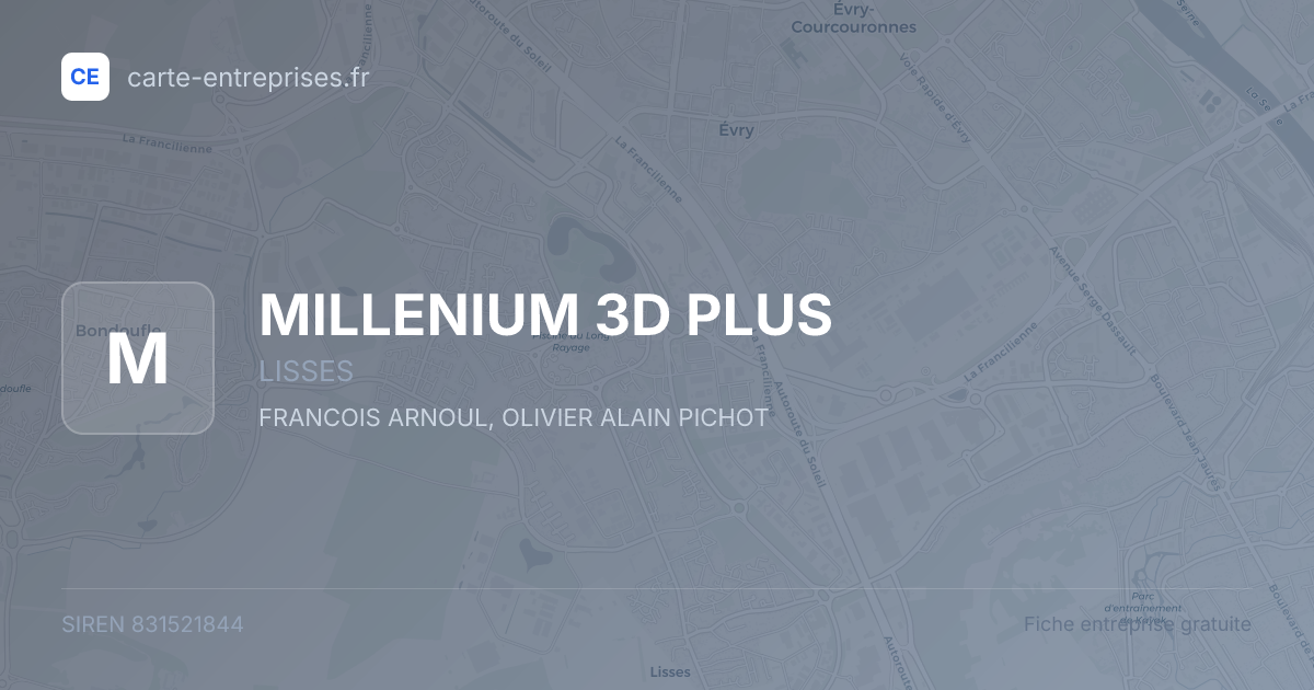 MILLENIUM 3D PLUS — 831521844 — fiche entreprise