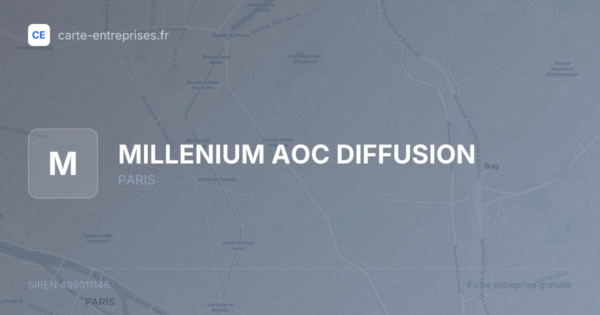 MILLENIUM AOC DIFFUSION — 499011146 — fiche entreprise