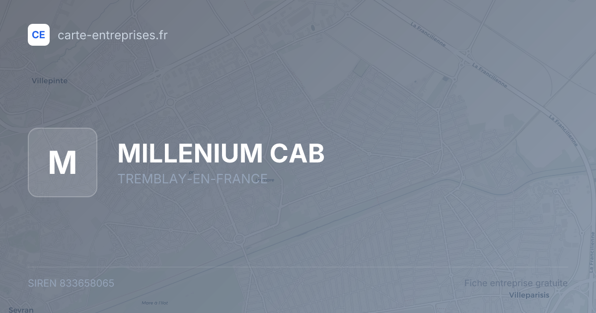 MILLENIUM CAB — 833658065 — fiche entreprise