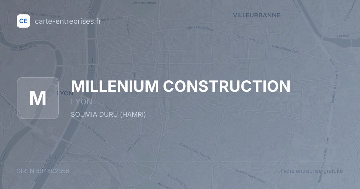 MILLENIUM CONSTRUCTION — 504802356 — fiche entreprise