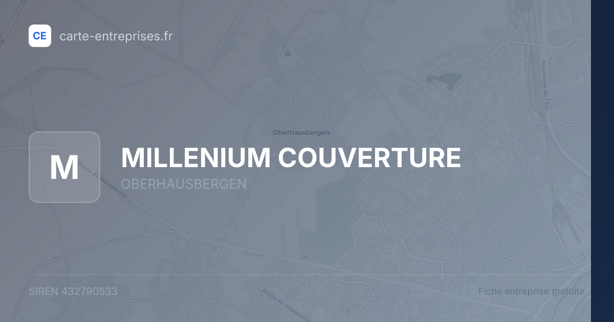 MILLENIUM COUVERTURE — 432790533 — fiche entreprise
