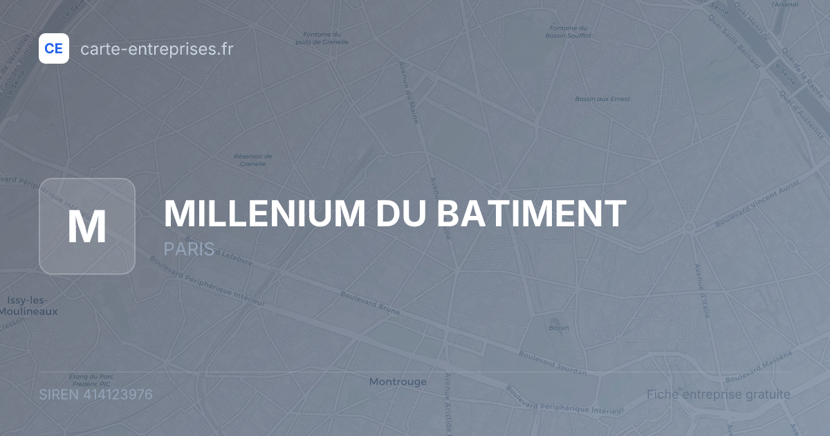 MILLENIUM DU BATIMENT — 414123976 — fiche entreprise