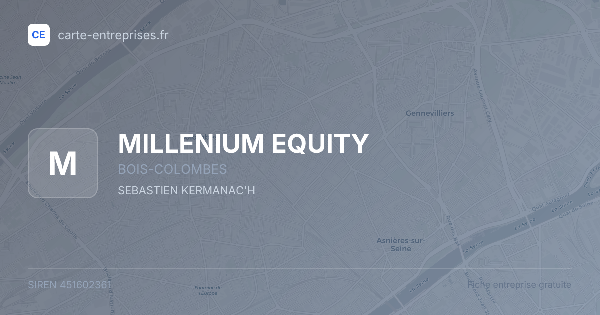 MILLENIUM EQUITY — 451602361 — fiche entreprise