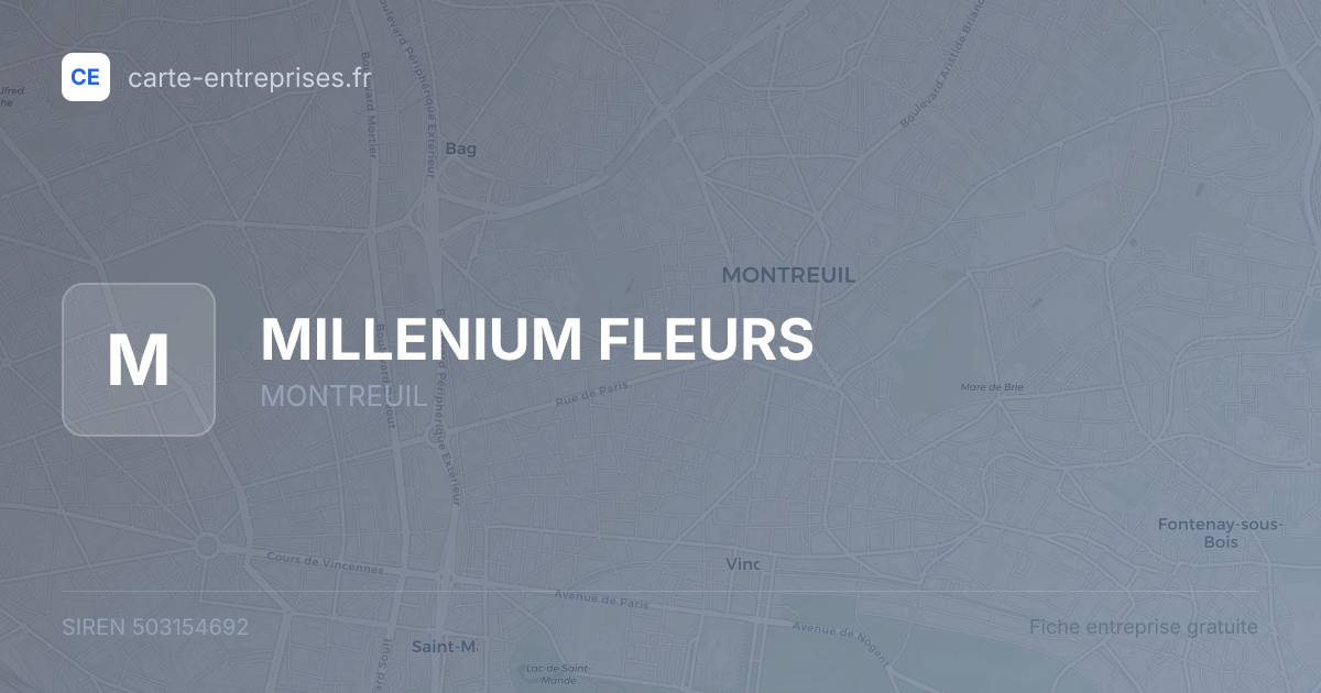 MILLENIUM FLEURS — 503154692 — fiche entreprise