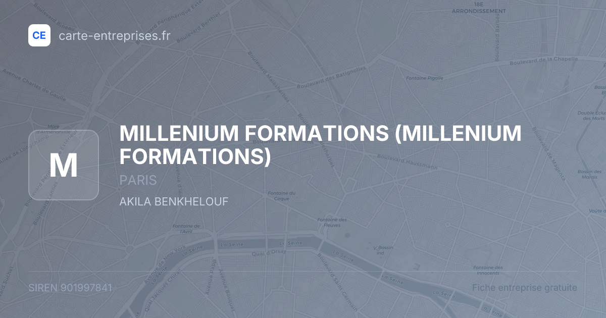 MILLENIUM FORMATIONS — 901997841 — fiche entreprise