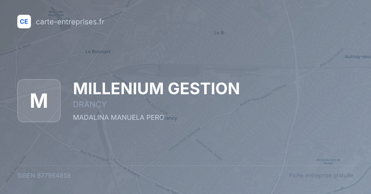MILLENIUM GESTION — 877964858 — fiche entreprise