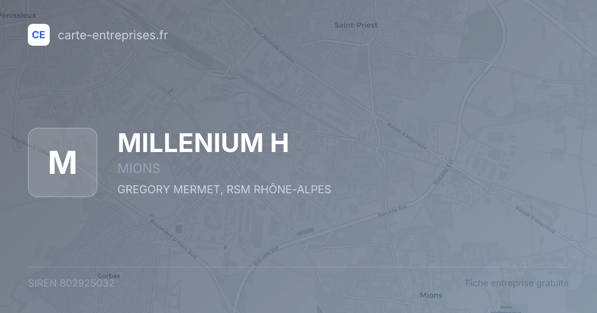 MILLENIUM H — 802925032 — fiche entreprise