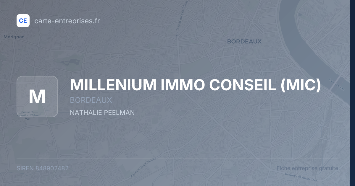 MILLENIUM IMMO CONSEIL (MIC) — 848902482 — fiche entreprise