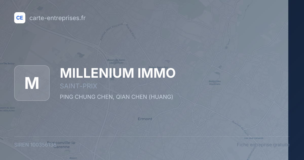 MILLENIUM IMMO — 100356138 — fiche entreprise
