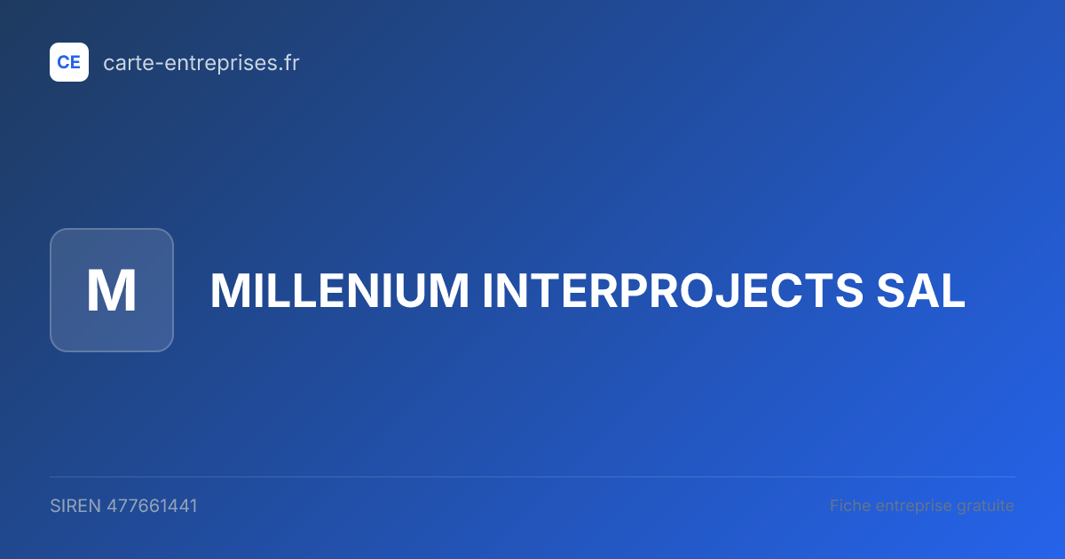 MILLENIUM INTERPROJECTS SAL — 477661441 — fiche entreprise