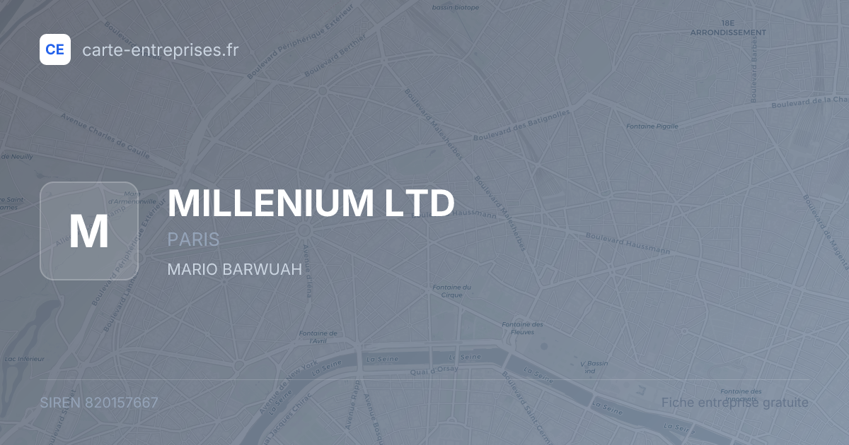 MILLENIUM LTD — 820157667 — fiche entreprise
