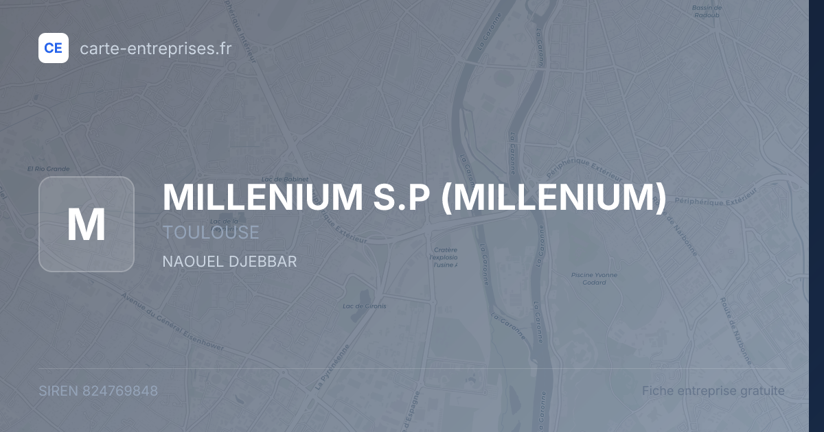 MILLENIUM S.P (MILLENIUM) — 824769848 — fiche entreprise