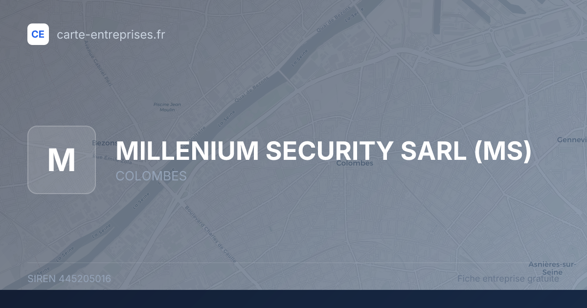MILLENIUM SECURITY SARL (MS) — 445205016 — fiche entreprise