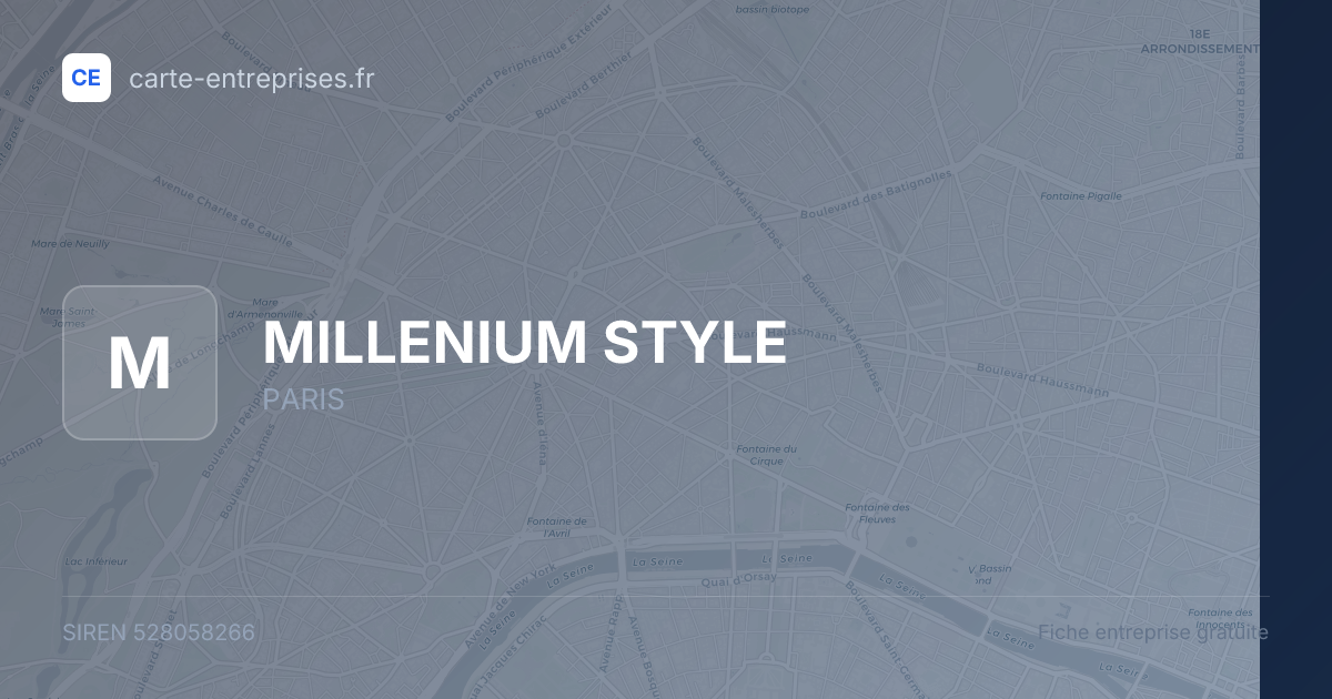 MILLENIUM STYLE — 528058266 — fiche entreprise