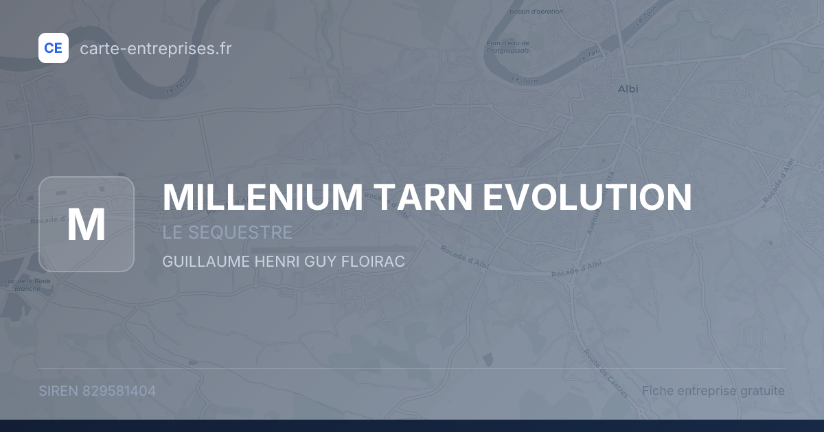 MILLENIUM TARN EVOLUTION — 829581404 — fiche entreprise