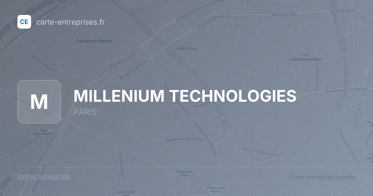 MILLENIUM TECHNOLOGIES — 341868396 — fiche entreprise
