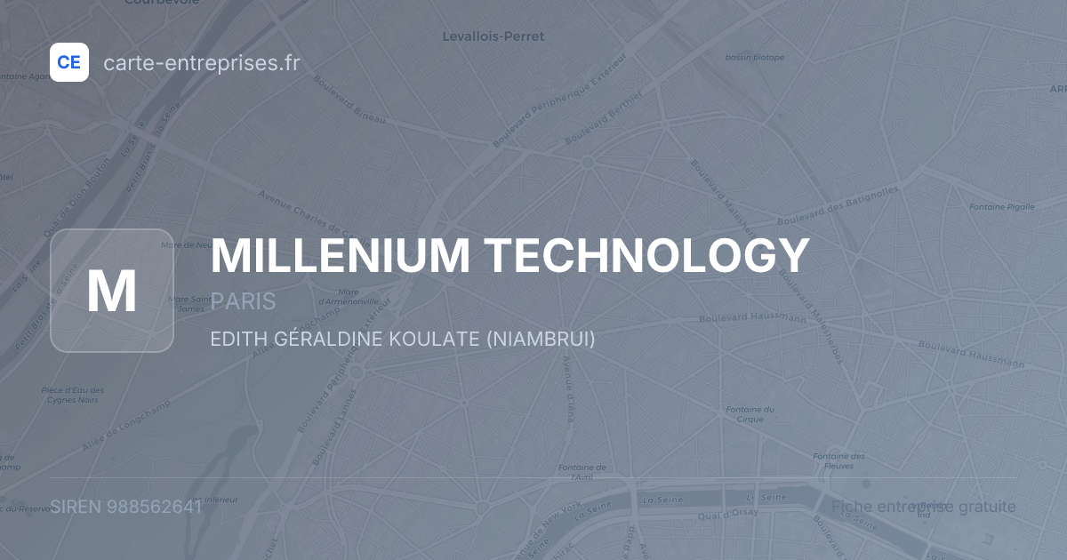 MILLENIUM TECHNOLOGY — 988562641 — fiche entreprise