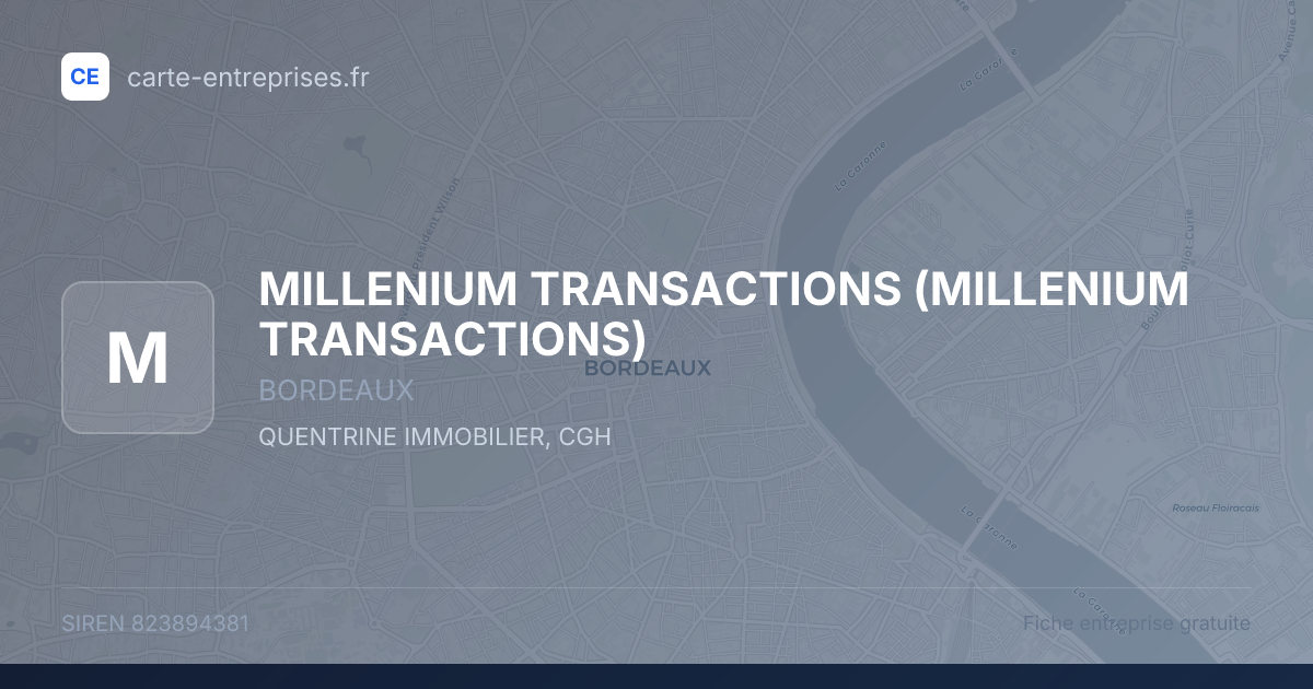 MILLENIUM TRANSACTIONS — 823894381 — fiche entreprise