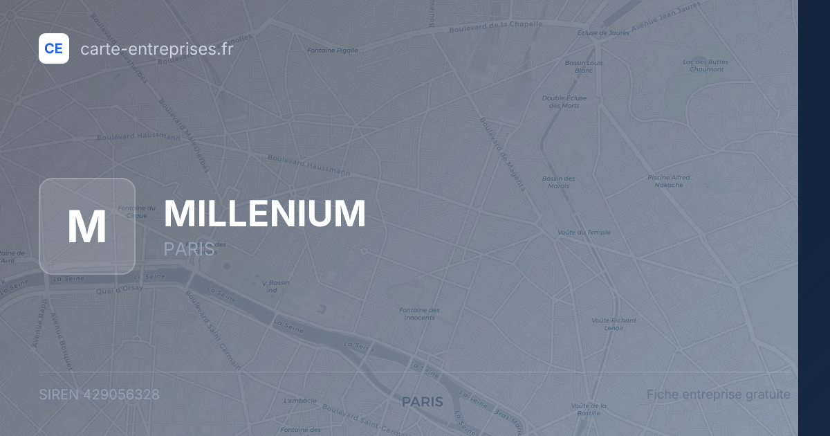 MILLENIUM — 429056328 — fiche entreprise