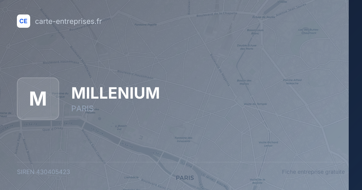 MILLENIUM — 430405423 — fiche entreprise