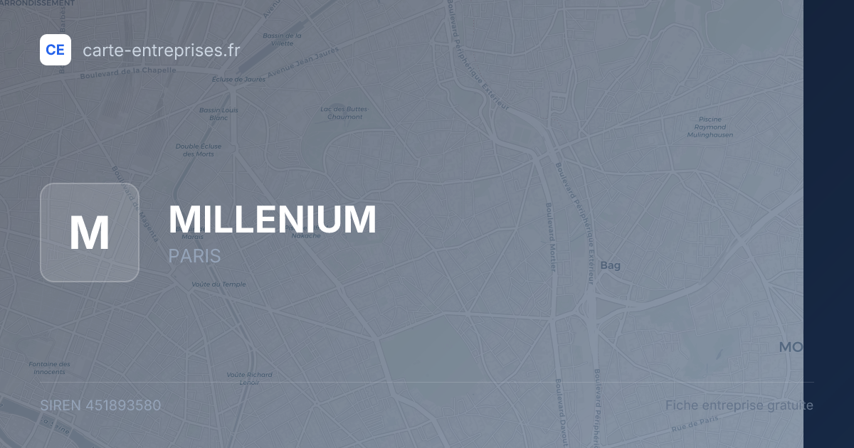 MILLENIUM — 451893580 — fiche entreprise