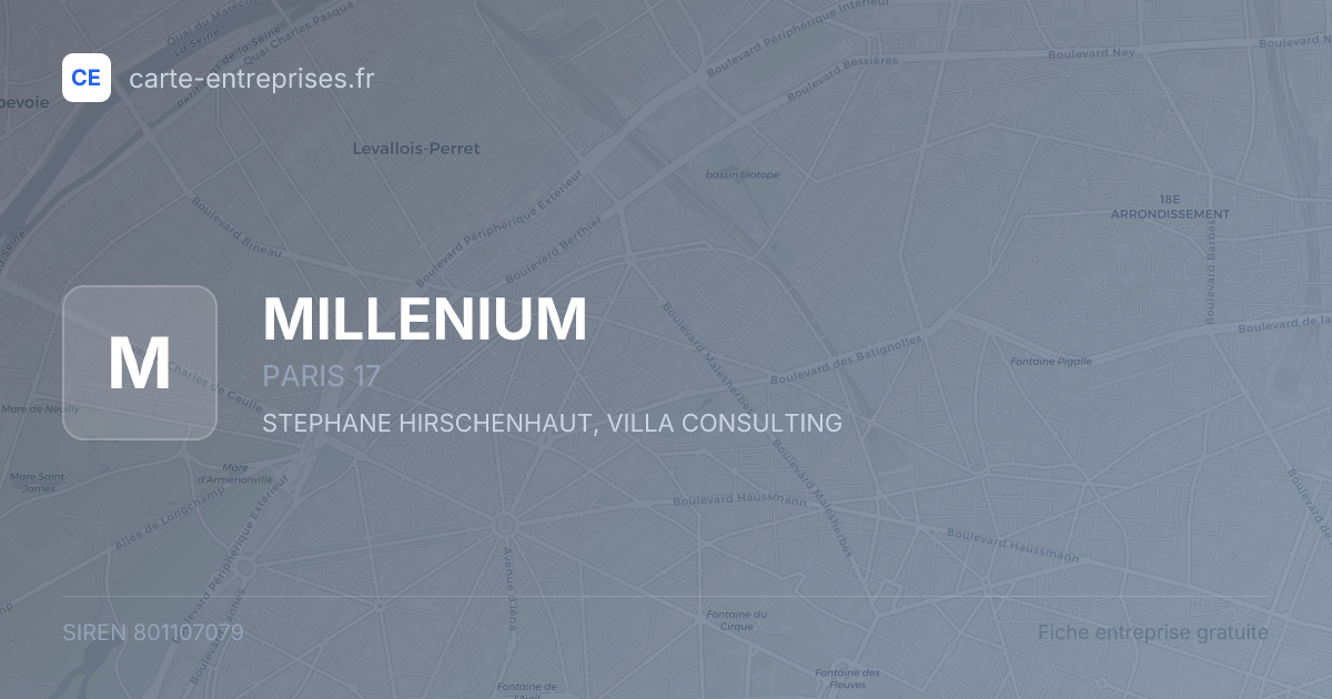 MILLENIUM — 801107079 — fiche entreprise