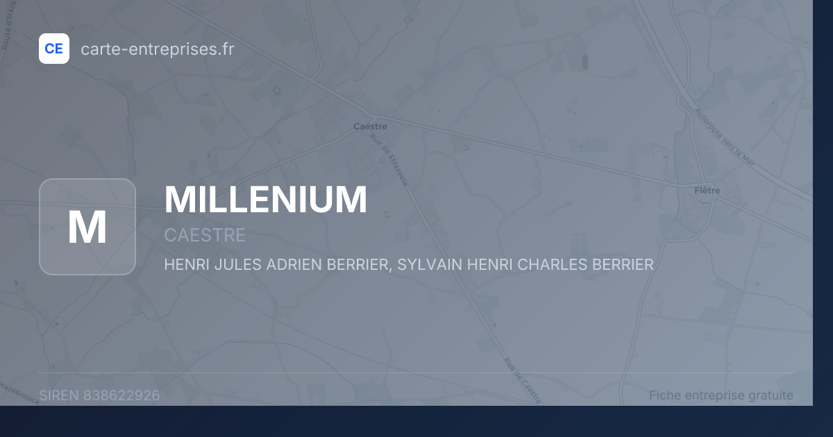 MILLENIUM — 838622926 — fiche entreprise