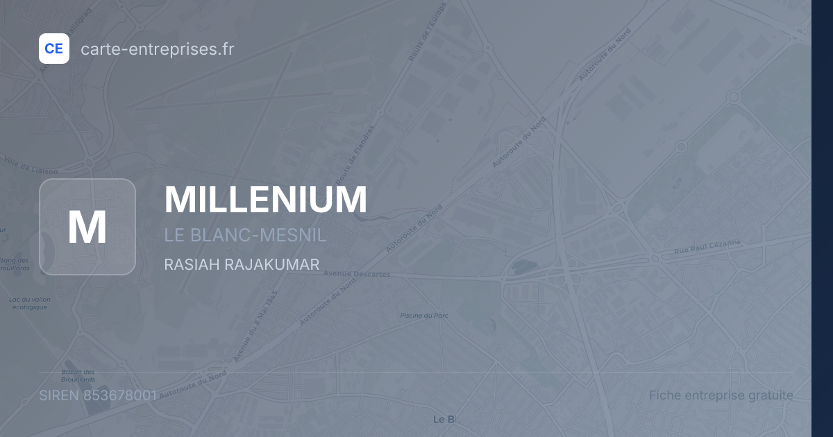 MILLENIUM — 853678001 — fiche entreprise