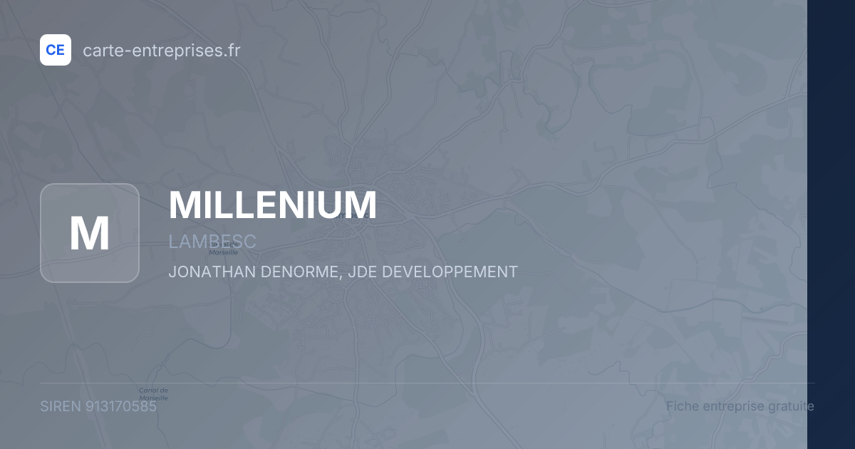 MILLENIUM — 913170585 — fiche entreprise