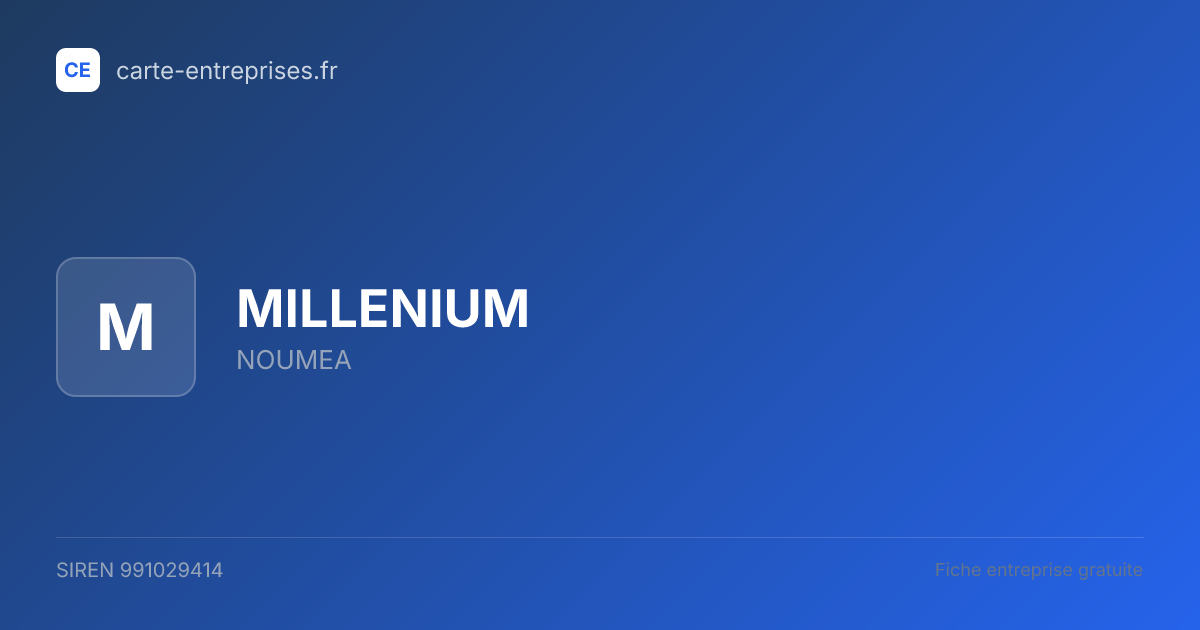 MILLENIUM — 991029414 — fiche entreprise