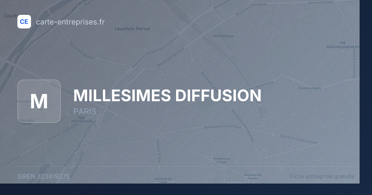 MILLESIMES DIFFUSION — 323419275 — fiche entreprise