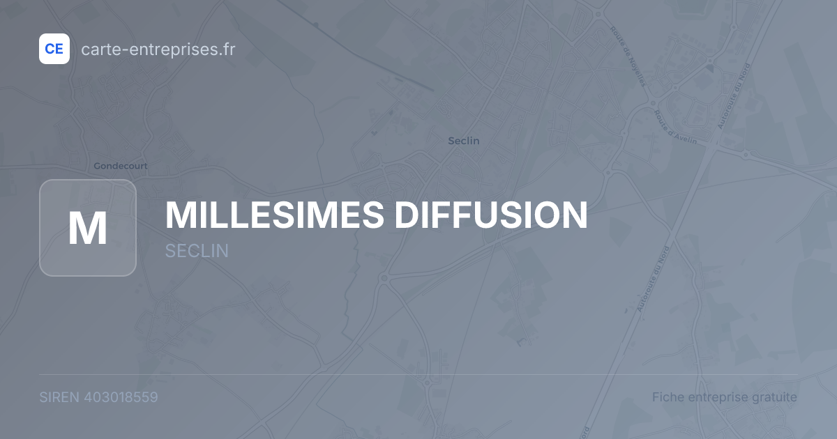 MILLESIMES DIFFUSION — 403018559 — fiche entreprise